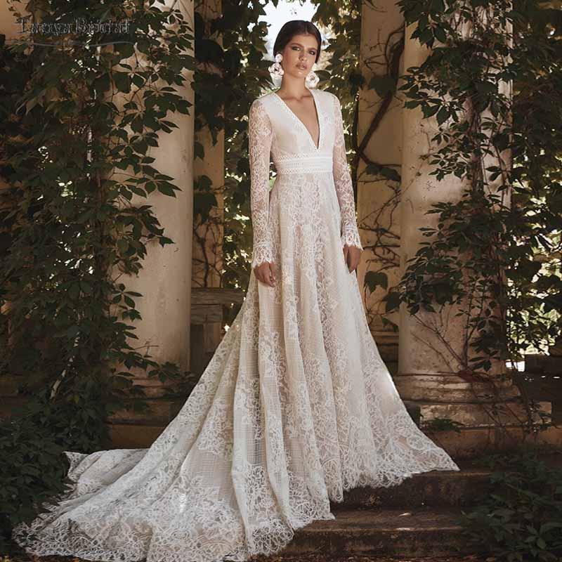 Buy Luxurious Elegant Aline Wedding Dress Bridal Gown Illusion Lace  Neckline Long Sleeves Corset Back Plus Size Tattoo Lace Full Tulle Skirt  Online in India - Etsy